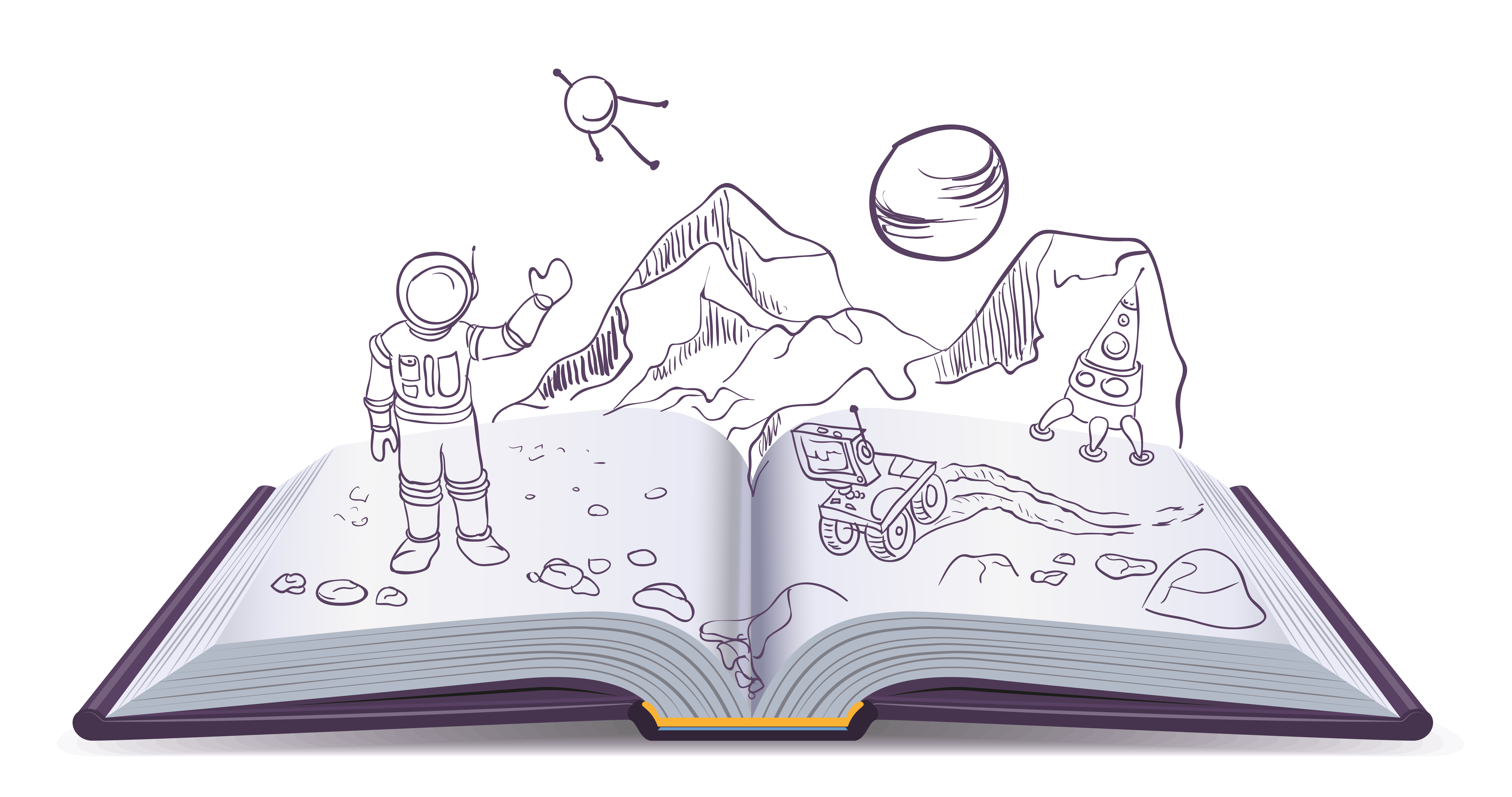 Open book Martian. Science Fiction space. Illustration in vector format